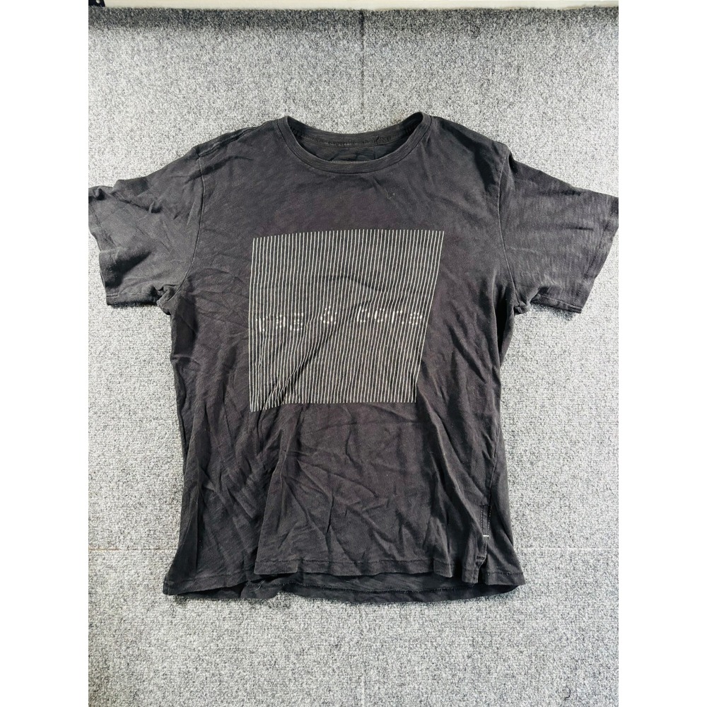 Rag & Bone T-Shirt Mens Medium Black Graphic Slub Cotton Crew Neck Tee